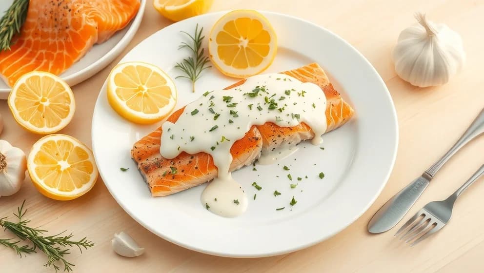 Lax i ugn med krämig sås