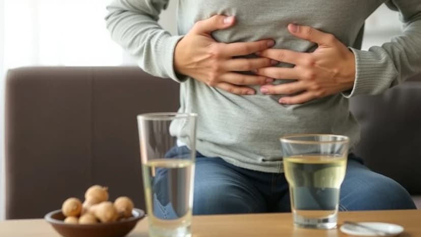 Ont i övre delen av magen svullen