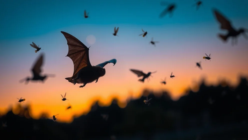 Rollistan i tordyveln flyger i skymningen